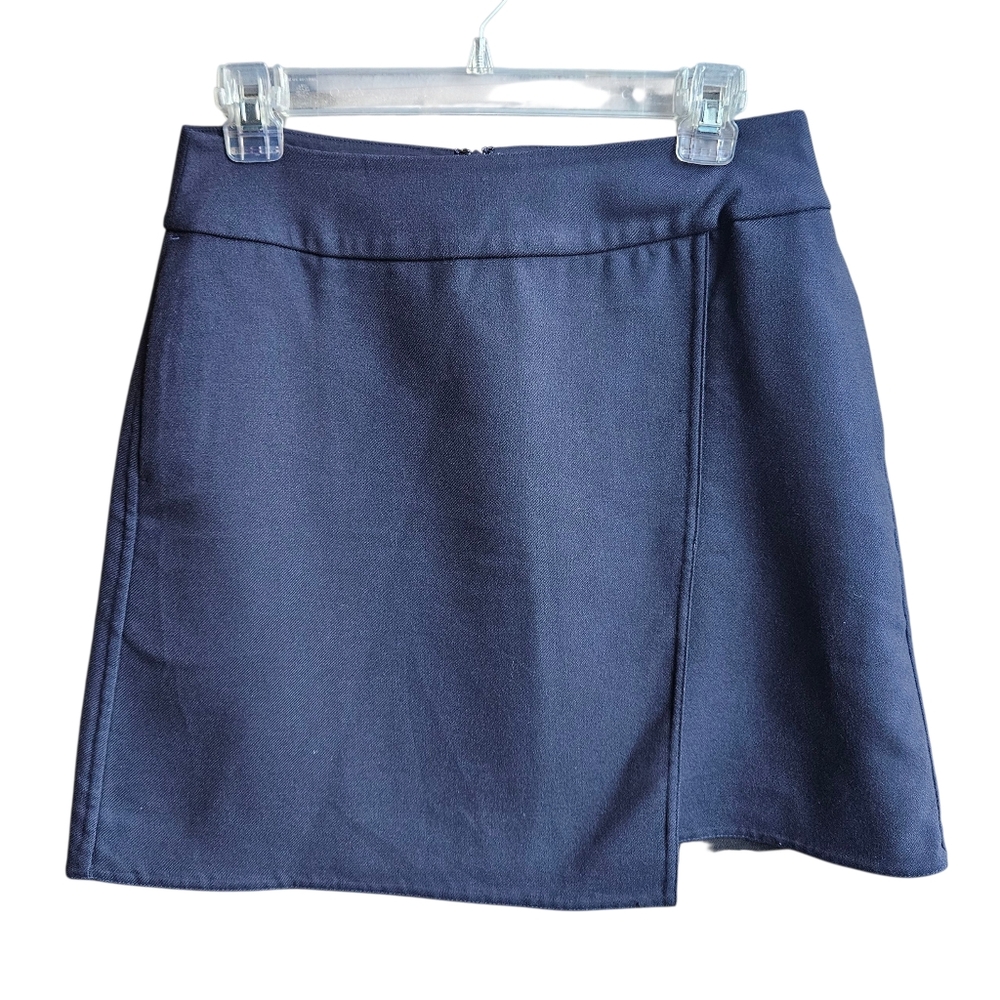 Uniqlo Women's Dark Navy Blue Faux Wrap Mini Skirt Minimalist Collegiate Size 8